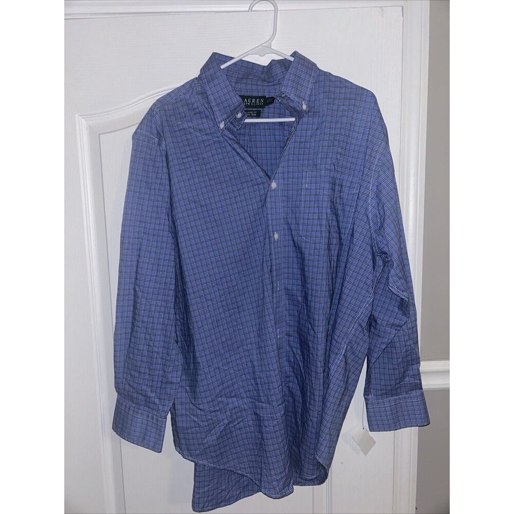Ralph Lauren Dress Shirt Mens 17 32/33 Plaid Classic Fit Non Iron Preppy